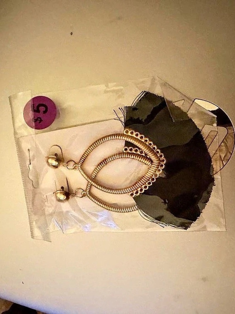 Gold & Black Drop Earrings NWT